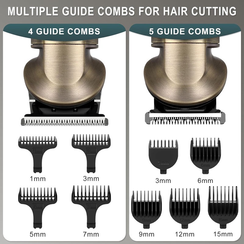 Hatteker Hair Trimmer Razor Beard Trimmer Nose Hair Trimmer T-Blade Trimmer Body Grooming Kit Waterproof Hair Razor for Men USB Rechargeable with Ultra Sharp Blade 8-in-1 - Image 4
