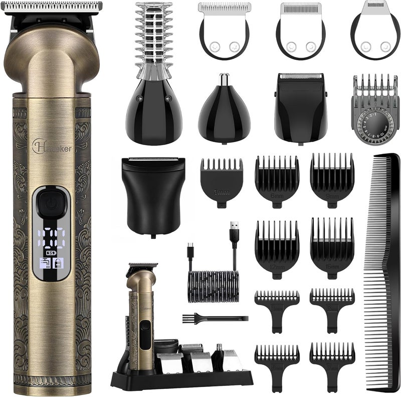 Hatteker Hair Trimmer Razor Beard Trimmer Nose Hair Trimmer T-Blade Trimmer Body Grooming Kit Waterproof Hair Razor for Men USB Rechargeable with Ultra Sharp Blade 8-in-1 - Image 1
