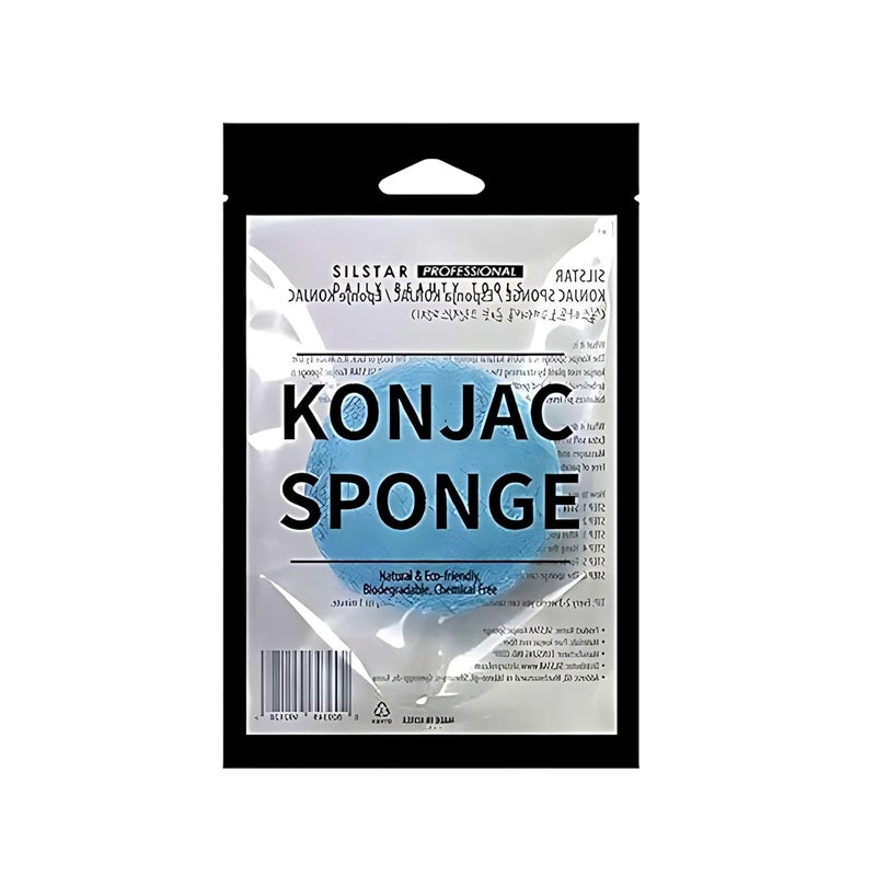 IMPIDEA SILSTAR PROFESSIONAL Natural Soft Facial and Body KONJAC Bath Sponge for Natural Glow & Softness by Detoxifying, Deep Make-Up Cleansing (Lake Blue) - Image 1