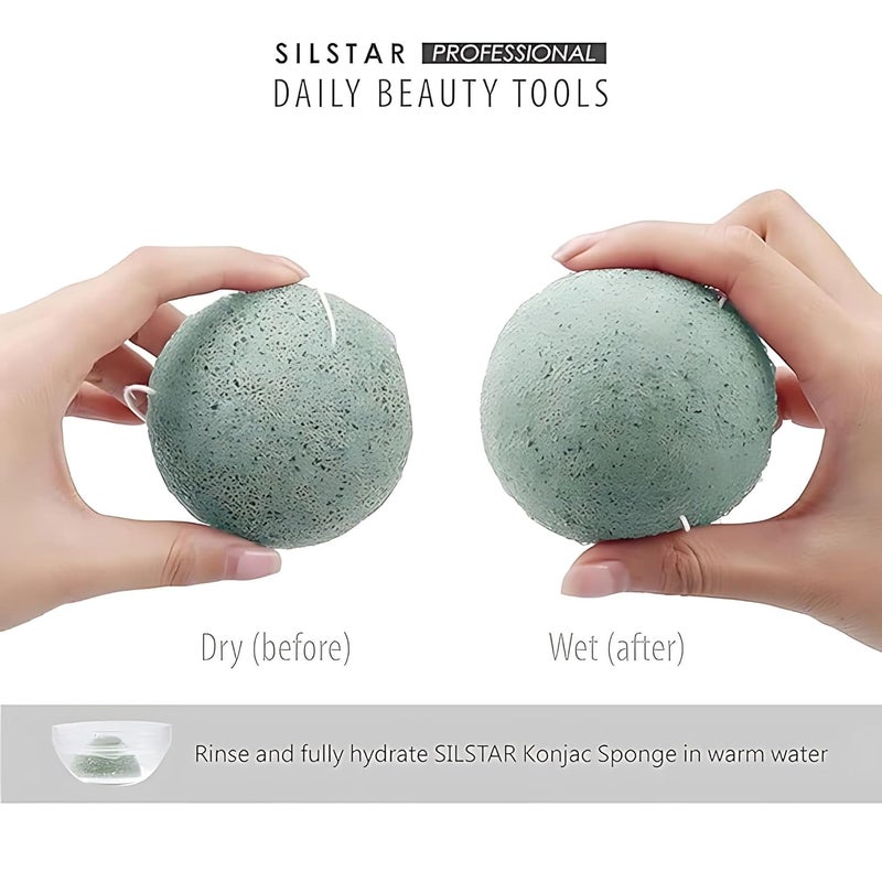 IMPIDEA SILSTAR PROFESSIONAL Natural Soft Facial and Body KONJAC Bath Sponge for Natural Glow & Softness by Detoxifying, Deep Make-Up Cleansing (Lake Blue) - Image 5