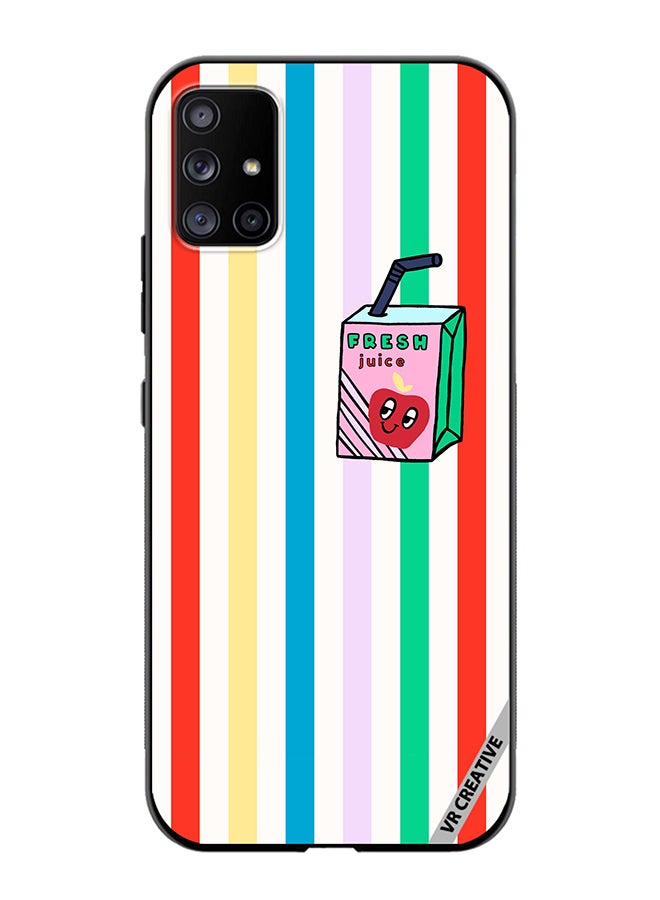 VR CREATIVE Protective Case Cover For Samsung Galaxy A51 5G Summer Stripe Fresh Juice Apple Fruit Design Multicolour - Image 1