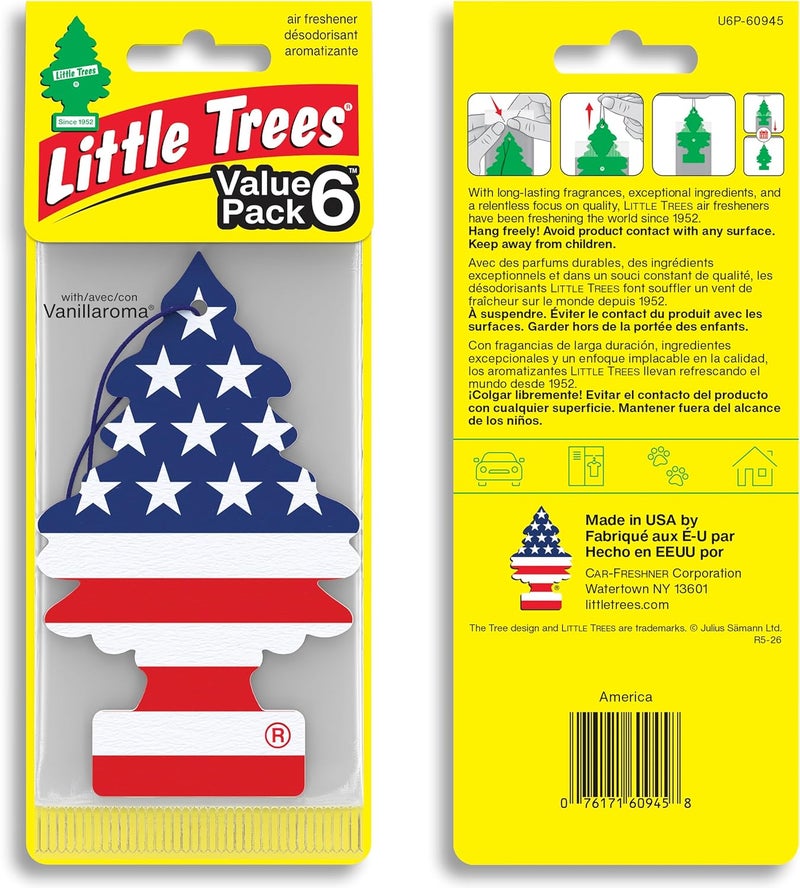 Little Trees Car Air Freshener I Hanging Tree Provides Long Lasting Scent for Auto or Home I America, 6-Packs (4 Count) - Image 2