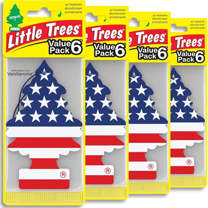 Little Trees Car Air Freshener I Hanging Tree Provides Long Lasting Scent for Auto or Home I America, 6-Packs (4 Count) - Image 1