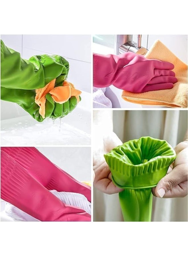 Dishwashing gloves 2 Pairs for kitchen,Rubber cleaning gloves,Long dish gloves reuseable. - Image 3