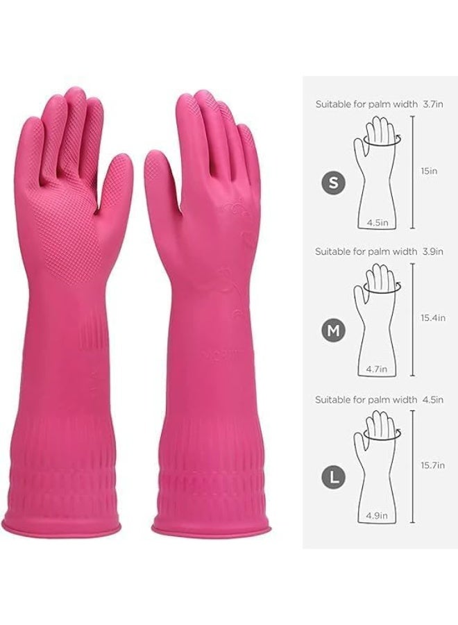 Dishwashing gloves 2 Pairs for kitchen,Rubber cleaning gloves,Long dish gloves reuseable. - Image 5