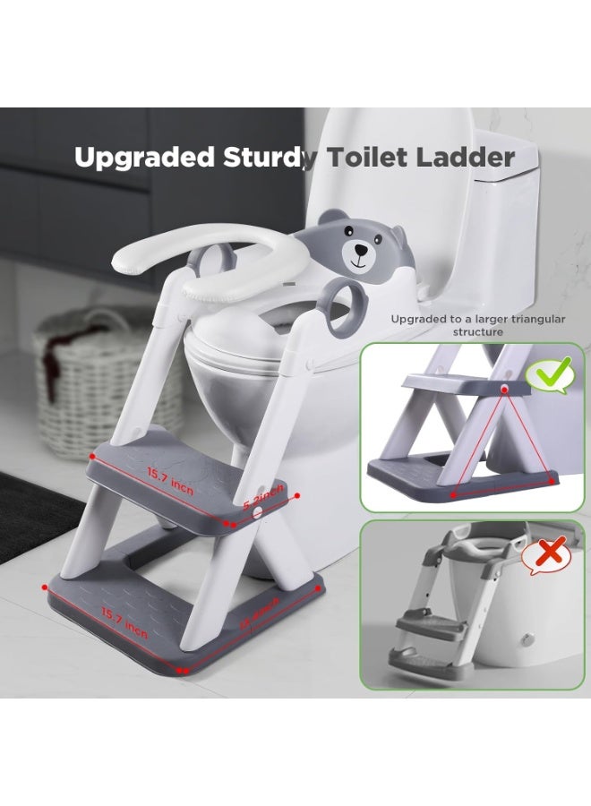 Potty Training Seat, Upgrade Toddler Toilet Seat for Kids Boys Girls, 2 in 1 Potty Training Toilet for Kids, Splash Guard Anti-Slip Pad Step Stool (Gray) - Image 5