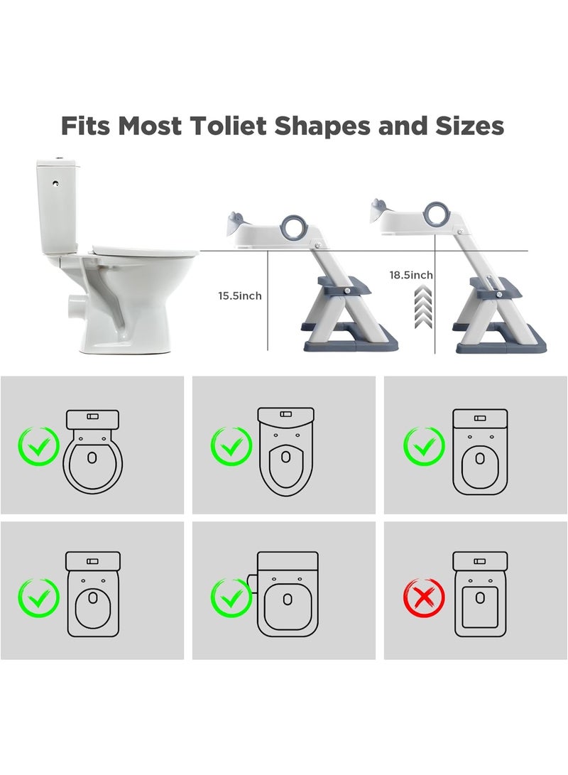 Potty Training Seat, Upgrade Toddler Toilet Seat for Kids Boys Girls, 2 in 1 Potty Training Toilet for Kids, Splash Guard Anti-Slip Pad Step Stool (Gray) - Image 4