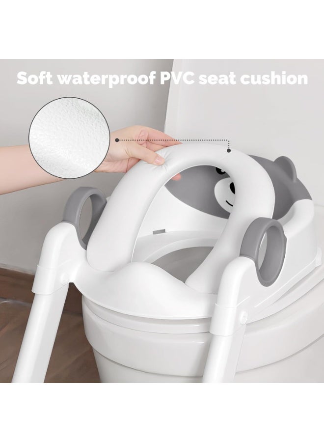 Potty Training Seat, Upgrade Toddler Toilet Seat for Kids Boys Girls, 2 in 1 Potty Training Toilet for Kids, Splash Guard Anti-Slip Pad Step Stool (Gray) - Image 2