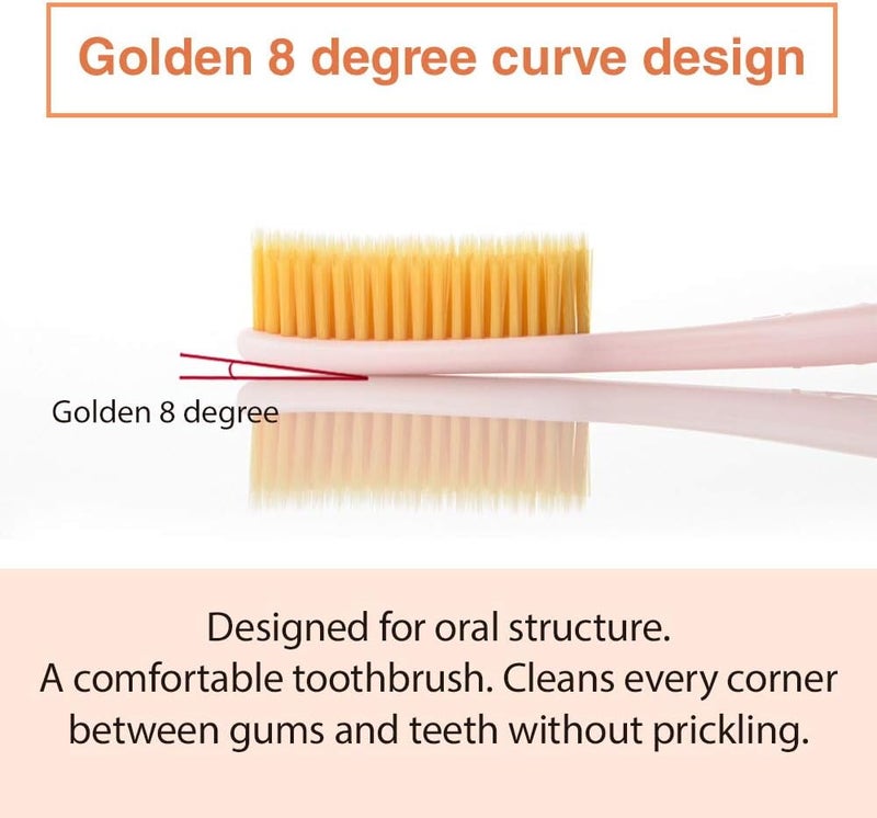 WANGTA Toothbrush 4pcs, Twice as Wide as Regular Brush Head, Wide Toothbrush, Long Brush Head, More Comfortable and Easier Brushing (Golden Brush) - Image 5