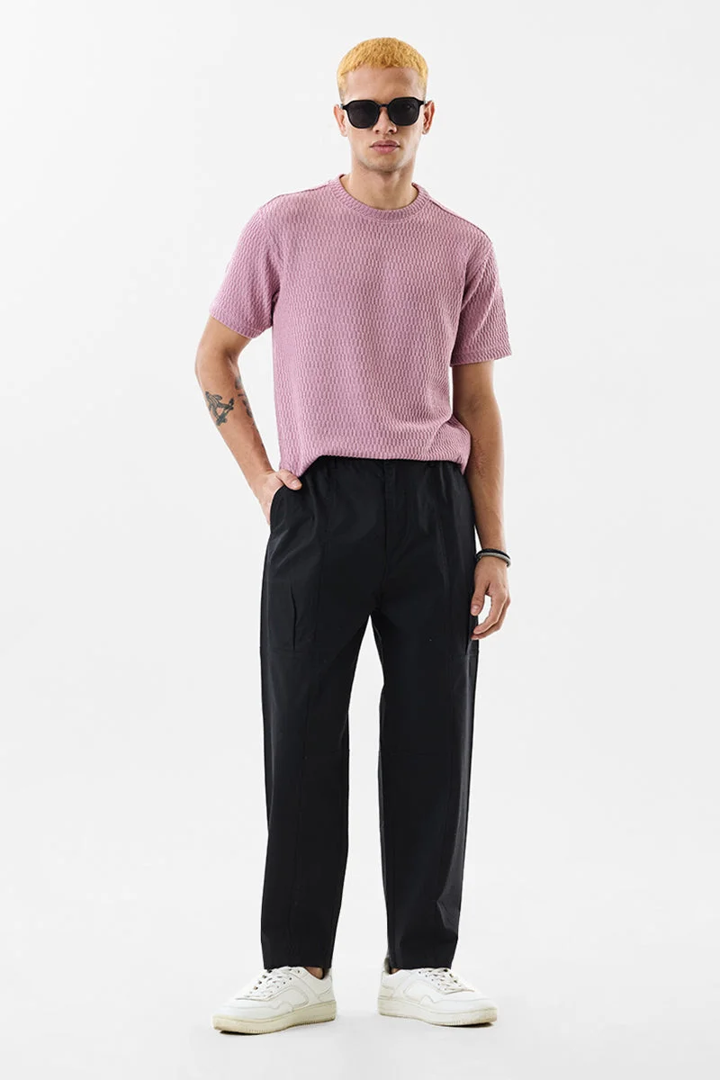 سنيتش Black Solid Relaxed Casual Trousers