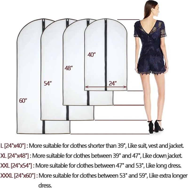 HomeClean Garment Bags for Hanging Clothes 12 PCS Transparent Waterproof Dustproof Storage for Wardrobe Storage Suit Covers for Closet Cloth Cover Washable Clear Reuse Full Zipper for Suits Gowns 24''x40'' - Image 2