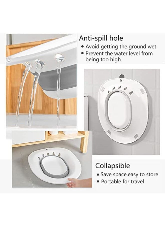 Foldable Sitz Bath for Toilet, Portable Sitz Bath Basin with Flusher, Steam Seat Bidet for Postpartum Care,Grey