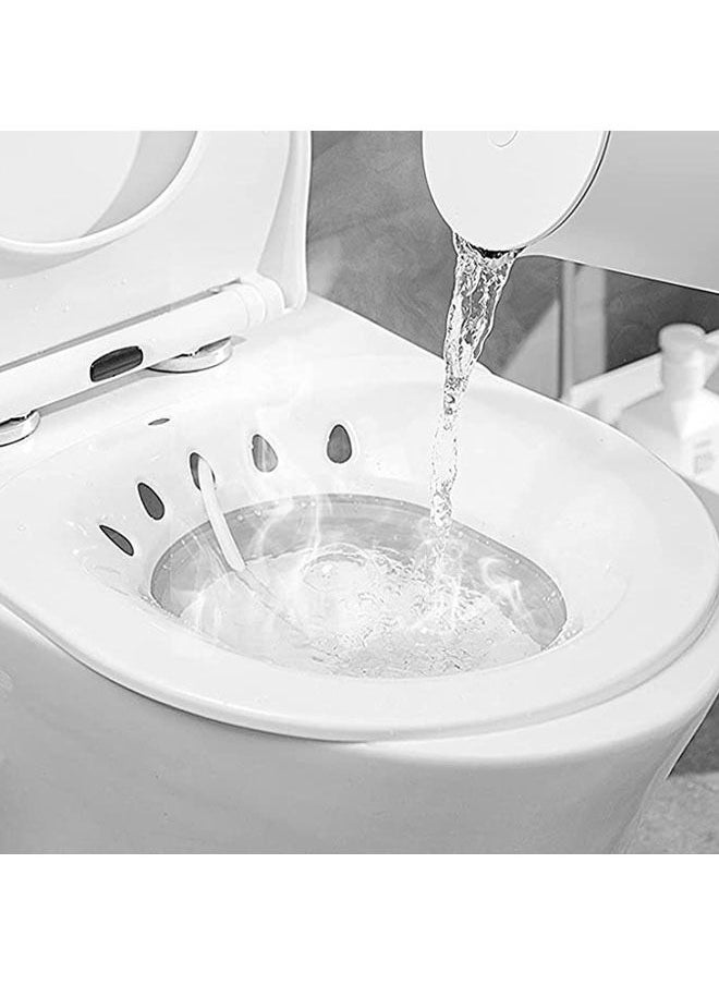 Foldable Sitz Bath for Toilet, Portable Sitz Bath Basin with Flusher, Steam Seat Bidet for Postpartum Care,Grey