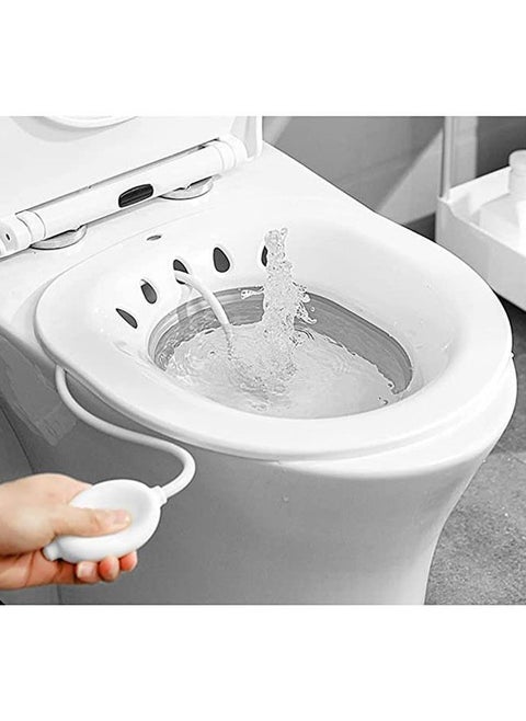 Foldable Sitz Bath for Toilet, Portable Sitz Bath Basin with Flusher, Steam Seat Bidet for Postpartum Care,Grey