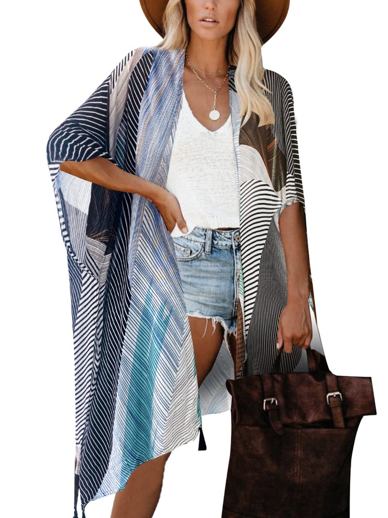 Moss Rose Beach Vacation Clothes for Women Kimono Cover ups Swim Cover up Bohemian Swimsuit Wear - Image 1
