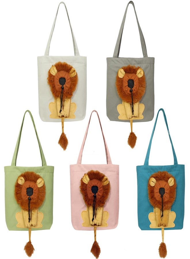 YOOLEETC Lion-Shaped Pet Shoulder Bag for Outings, Canvas Material (Light Grey-Large) - Image 2