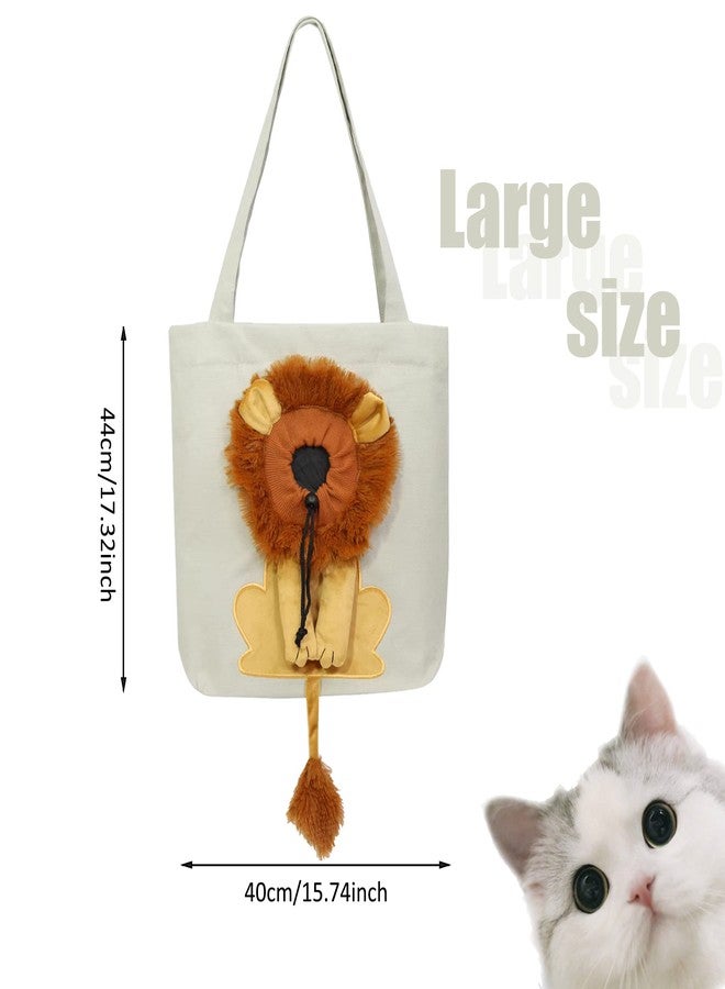 YOOLEETC Lion-Shaped Pet Shoulder Bag for Outings, Canvas Material (Light Grey-Large) - Image 3