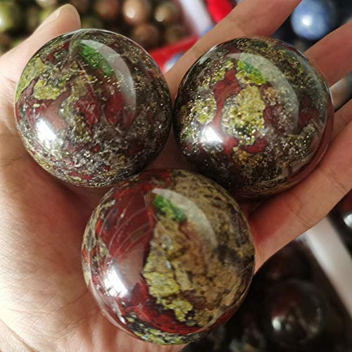 Acxico 1 pcs Natural Dragon Blood Stone orb Crystal Ball Ornament About 5cm (Larger) - Image 3