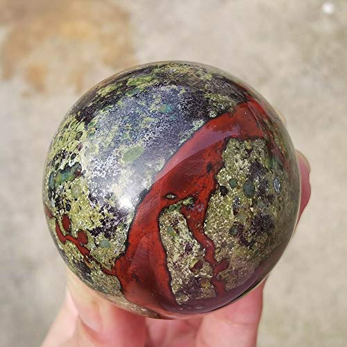 Acxico 1 pcs Natural Dragon Blood Stone orb Crystal Ball Ornament About 5cm (Larger) - Image 2