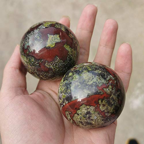 Acxico 1 pcs Natural Dragon Blood Stone orb Crystal Ball Ornament About 5cm (Larger) - Image 5