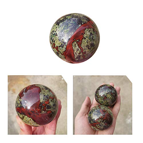 Acxico 1 pcs Natural Dragon Blood Stone orb Crystal Ball Ornament About 5cm (Larger) - Image 1