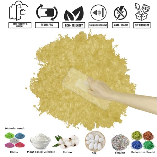 ALOXE Liquid Wallpaper for Walls Décor (1kg) | Easy to Apply Plant Based Eco Friendly Wall Décor with 55sqft Coverage New Age Seam Less Finish Decorative Wall Covering (ArtLine-B-054-Golden Yellow) - Image 3