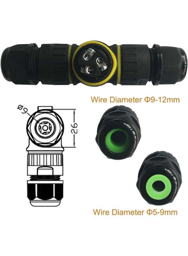IP68 Waterproof Cable Connector 3-Channel 3-Poles, Outdoor Waterproof Junction Box Connector - Image 4