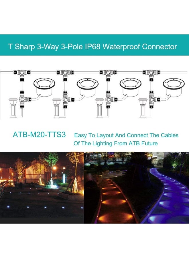 IP68 Waterproof Cable Connector 3-Channel 3-Poles, Outdoor Waterproof Junction Box Connector - Image 5