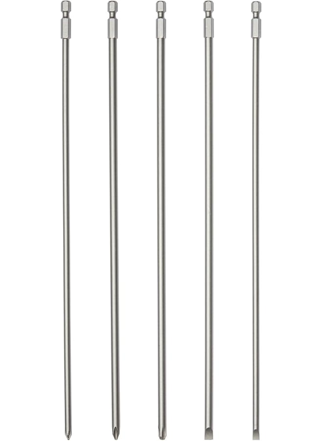 نيكو مجموعة لقم طويلة للغاية 10043A مكونة من 5 قطع من الفولاذ Cr V بطول 12 بوصة فيليبس ولقم مفك براغي مشقوقة 1/4 بوصة مجموعة لقم محرك الطاقة ذات عرقوب سداسية - Image 1