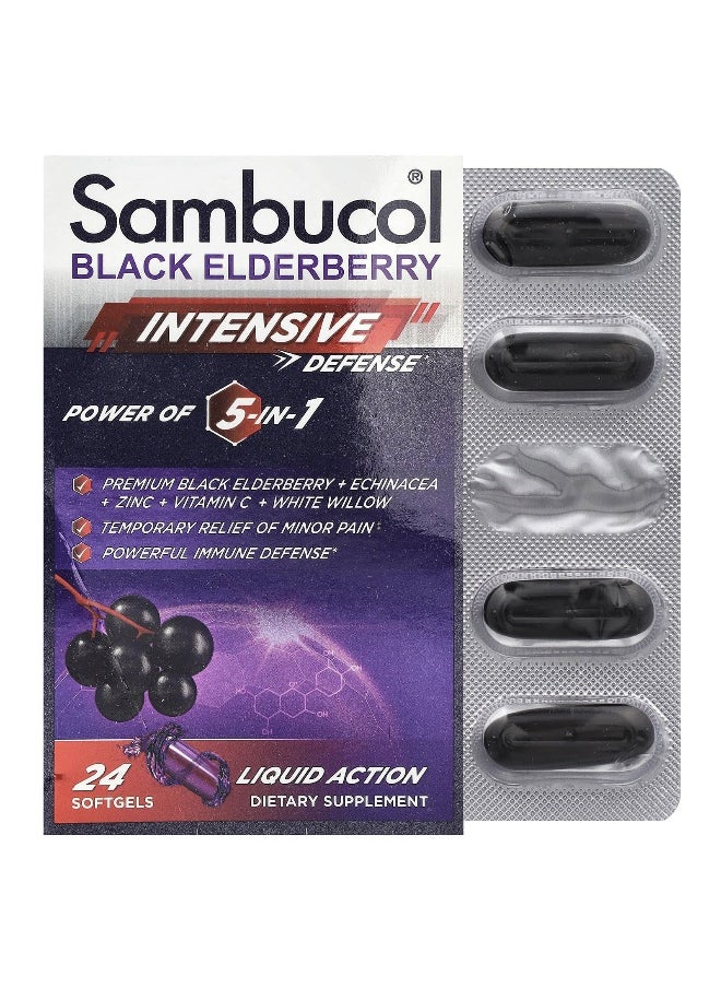 Sambucol Sambucol, Black Elderberry, Intensive Defense, Power of 5-in-1, 24 Softgels 