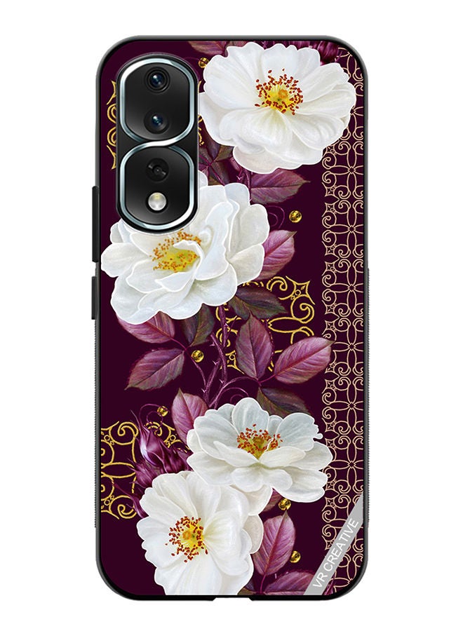 VR CREATIVE Protective Case Cover For Honor 80 Pro Vertical Floral Border Pattern Design Multicolour - Image 1