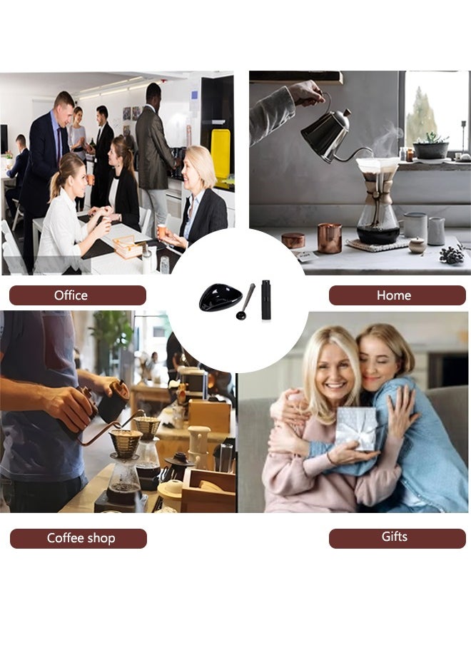 3PCS Coffee Bean Weighing Tray, Coffee Bean Spray 10ML, Coffee Spoon,  Ceramic Dosing Vessel, 2 IN 1 Coffee Spoon, Convenient for Home, Black