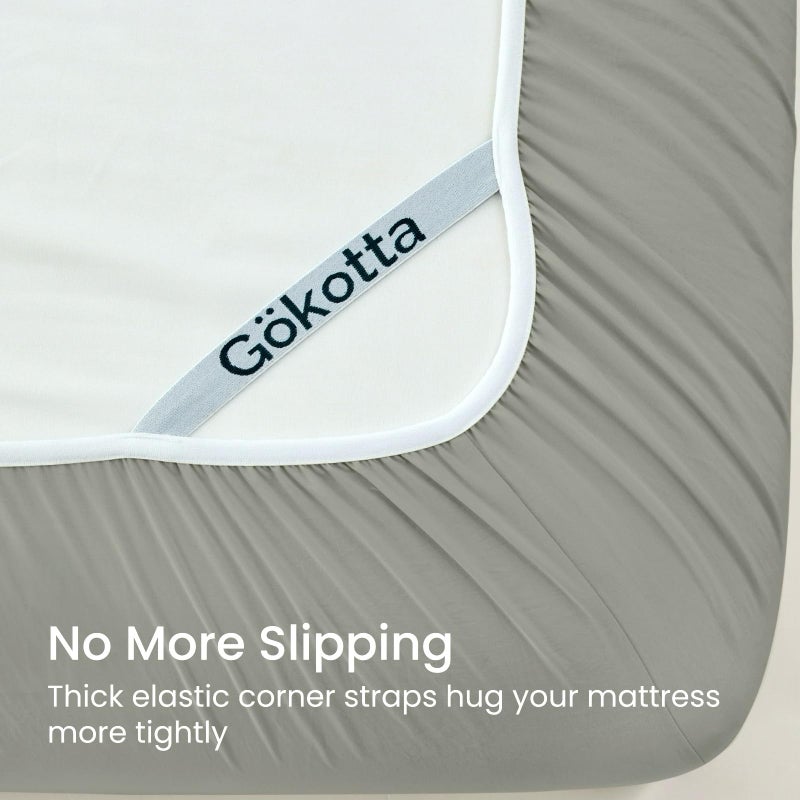 GOKOTTA King Fitted Sheet Only, 16-Inch Deep Pocket King Size Fitted Sheet with Elastic Corner Straps -Washed & Brushed Microfiber Polyester- Ultra Soft, Hotel Luxury, Non Slip, Wrinkle-Free - Grey - Image 2