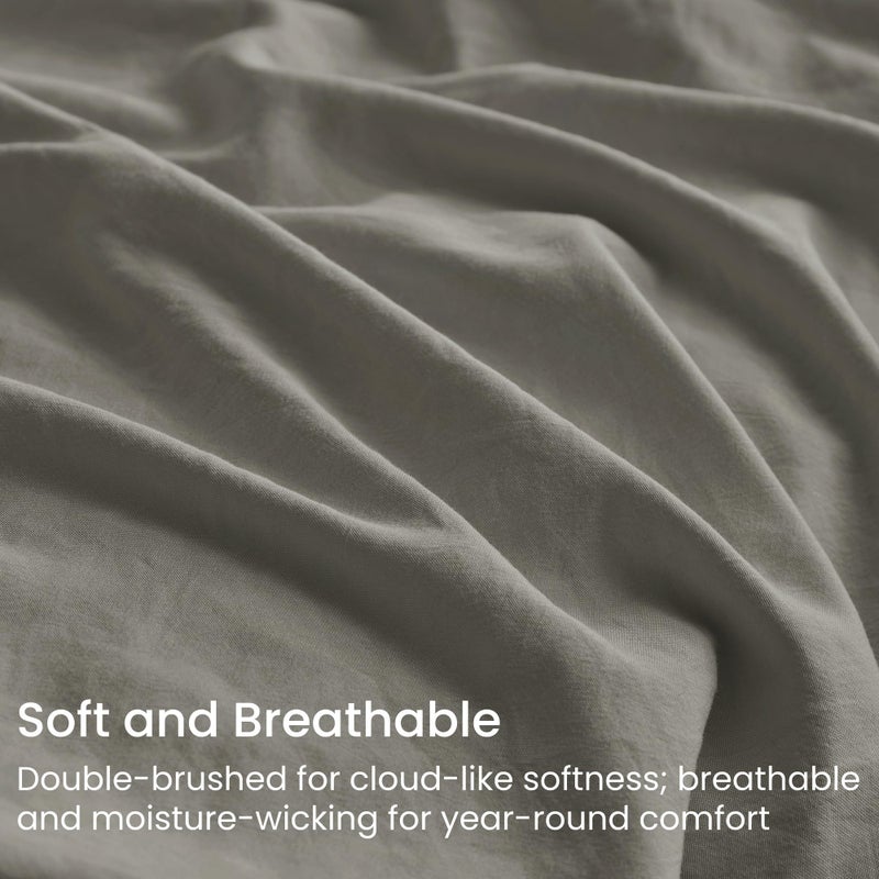 GOKOTTA King Fitted Sheet Only, 16-Inch Deep Pocket King Size Fitted Sheet with Elastic Corner Straps -Washed & Brushed Microfiber Polyester- Ultra Soft, Hotel Luxury, Non Slip, Wrinkle-Free - Grey - Image 4