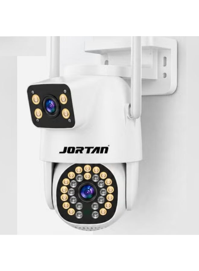 Jortan 8MP Dual Lens WiFi PTZ Security Camera, Dual Monitoring, Full Color & IR Night Vision, Two-Way Audio, Motion Detection, Auto Tracking, IP66 Waterproof, 360° PTZ Outdoor Surveillance Camera - Image 1