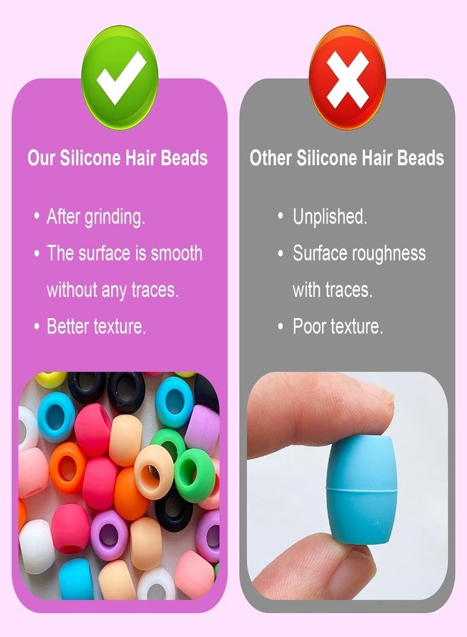 Jongdari 60pcs Silicone Hair Beads for Kids Girls, Colorful Rainbow Soft Rubber Pony Beads Kit - 10 Colors - Image 4