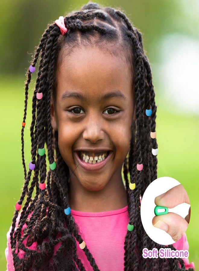Jongdari 60pcs Silicone Hair Beads for Kids Girls, Colorful Rainbow Soft Rubber Pony Beads Kit - 10 Colors - Image 5
