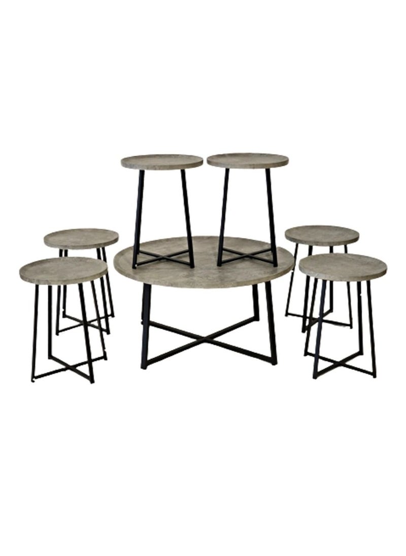 Living - 7-Pcs Round Shape Coffee Table Set - Image 1