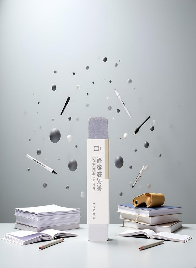 DPWOUM Gray Sand and Matte Eraser,Double Head Eraser,Used to Clear Office Ink Pen Students Ballpoint Pen Fountain Pen Gel Pen Frosted School Office Correction Supplies,Pen-Style Erasers Erasers - Image 2