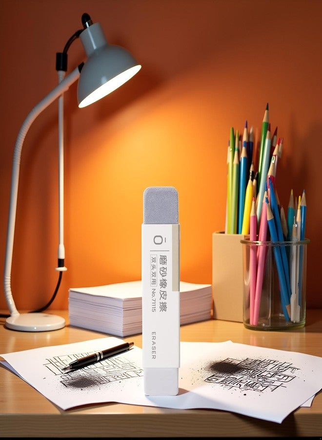 DPWOUM Gray Sand and Matte Eraser,Double Head Eraser,Used to Clear Office Ink Pen Students Ballpoint Pen Fountain Pen Gel Pen Frosted School Office Correction Supplies,Pen-Style Erasers Erasers - Image 5