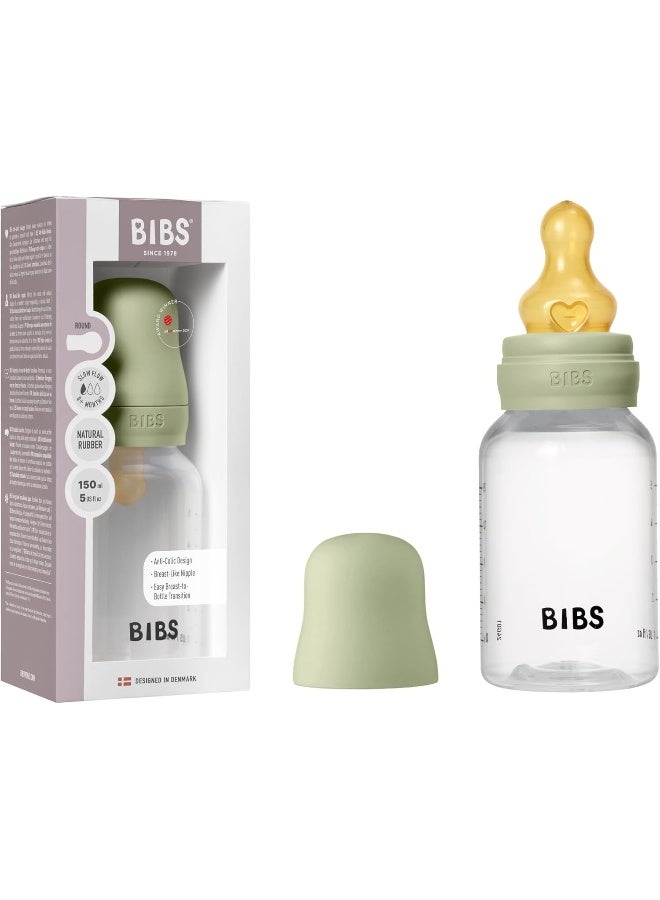 BIBS زجاجة بيبس للأطفال 150 مل بحلمة مطاطية طبيعية - مجموعة زجاجات الأطفال مضادة للمغص خالية من BPA تدفق بطيء خفيفة الوزن وسهلة التنظيف مناسبة للمواليد من 0 سنوات - ساج - Image 1