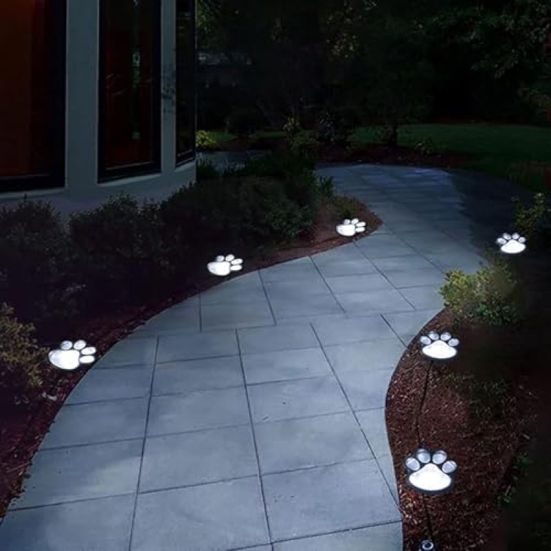 Solar Paw Print Lights Set Of 4 Multicolor ABS Plastic Solar Powered Outdoor Lights - Playful Design For Pet Lovers Garden Decor Pathway Lawns - Image 2