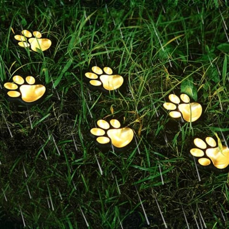 Solar Paw Print Lights Set Of 4 Multicolor ABS Plastic Solar Powered Outdoor Lights - Playful Design For Pet Lovers Garden Decor Pathway Lawns - Image 5