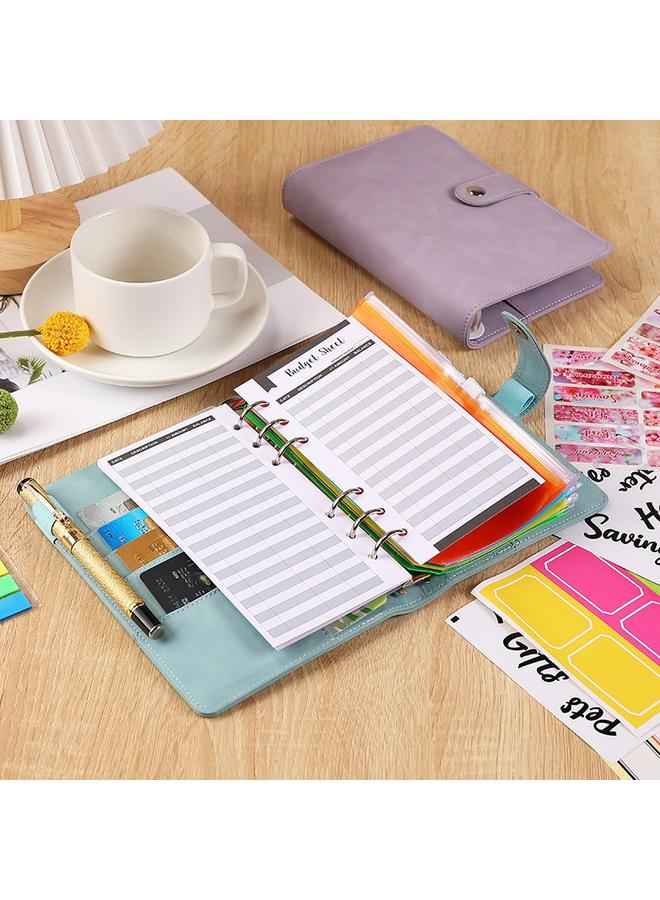 Bluejw Macaron Skin Sense Hand Ledger Suit PVC Budget Card Labeling English Book Magnetic Button Notepad Portable Notes - Image 4