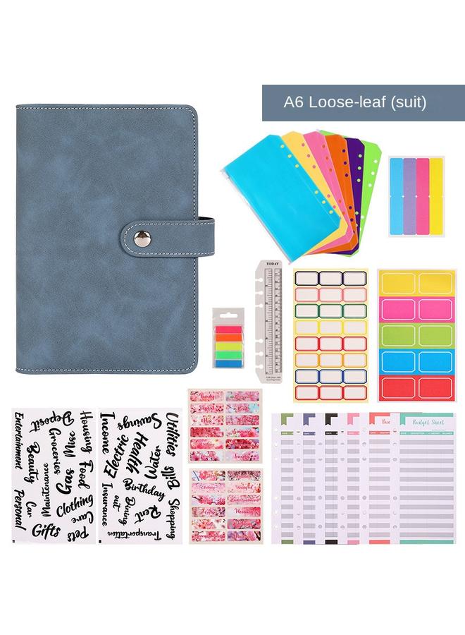 Bluejw Macaron Skin Sense Hand Ledger Suit PVC Budget Card Labeling English Book Magnetic Button Notepad Portable Notes - Image 1