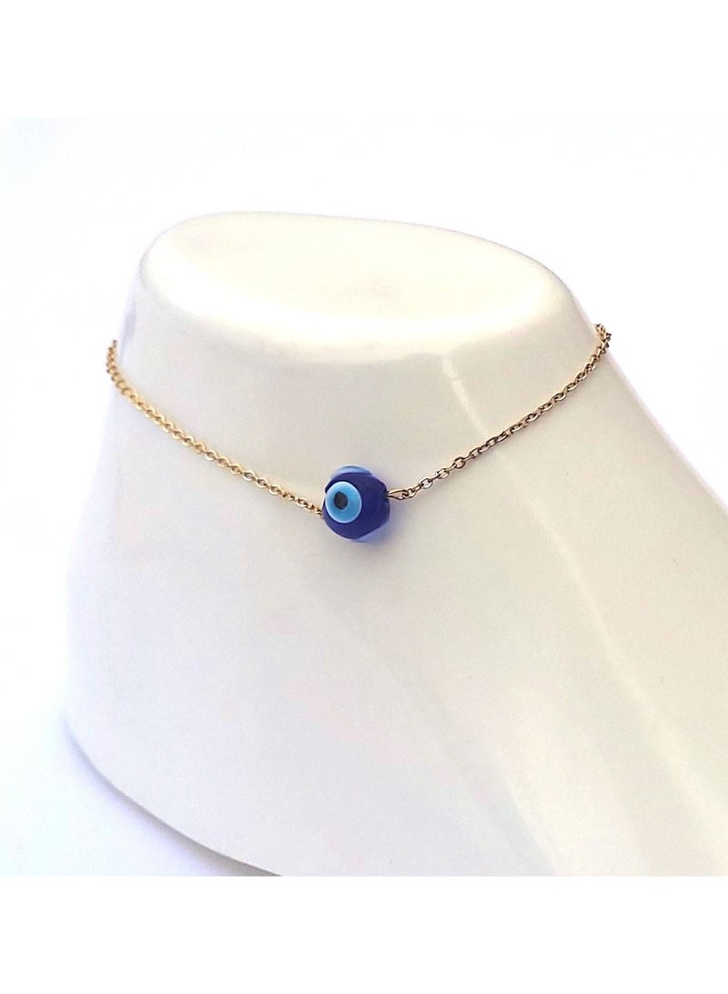 Alwan Medium Size Gold Plated Anklet with an Evil Eye for Women - Image 3
