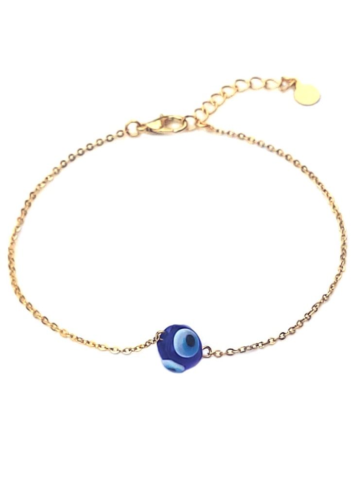 Alwan Medium Size Gold Plated Anklet with an Evil Eye for Women - Image 1