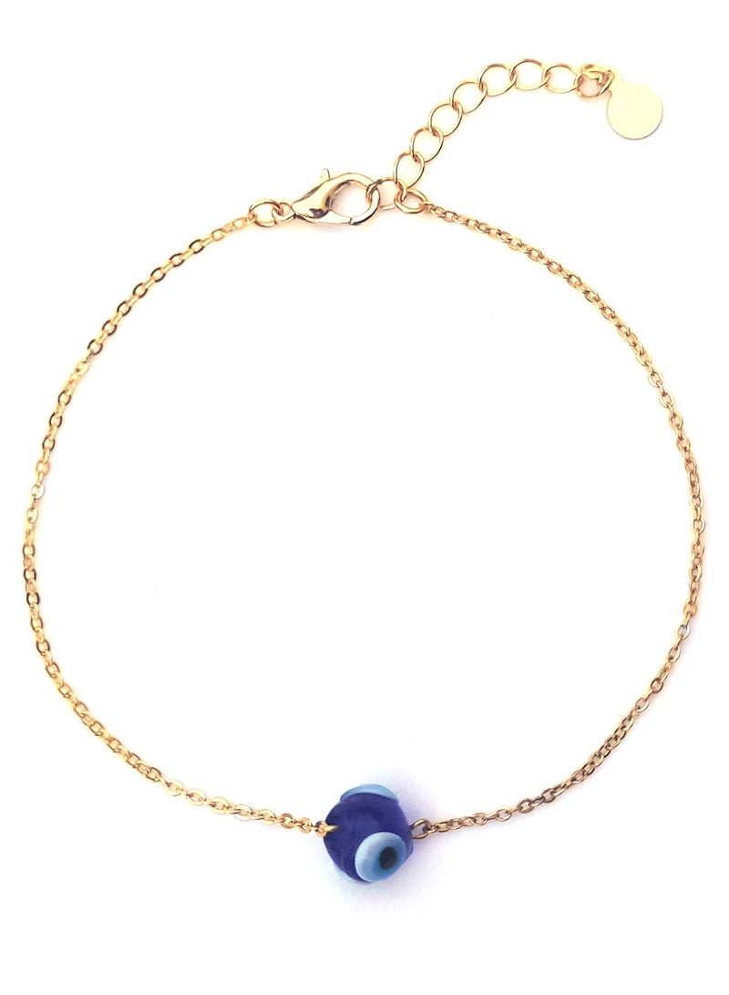 Alwan Medium Size Gold Plated Anklet with an Evil Eye for Women - Image 2