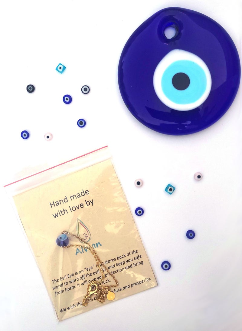 Alwan Medium Size Gold Plated Anklet with an Evil Eye for Women - Image 4