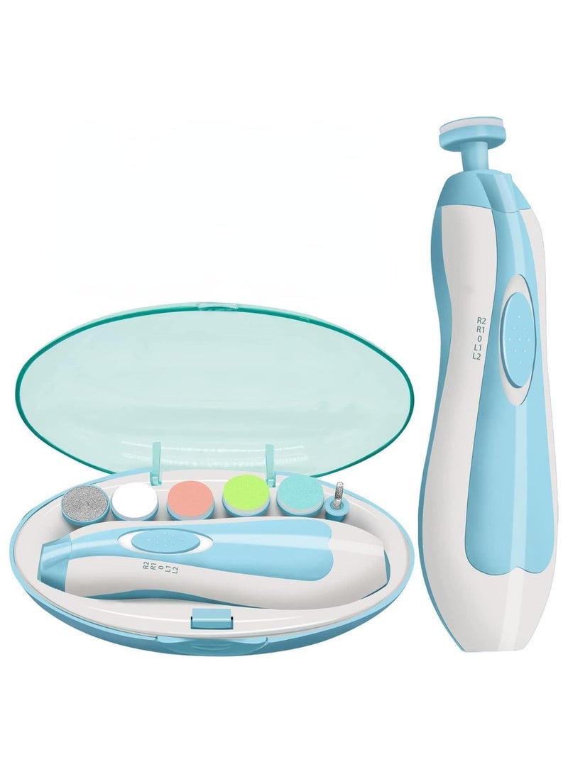 مبرد أظافر كهربائي للأطفال مجموعة العناية بالأظافر، مقص أظافر للأصابع والأقدام مع ضوء LED للمواليد والأطفال والبالغين - Image 1